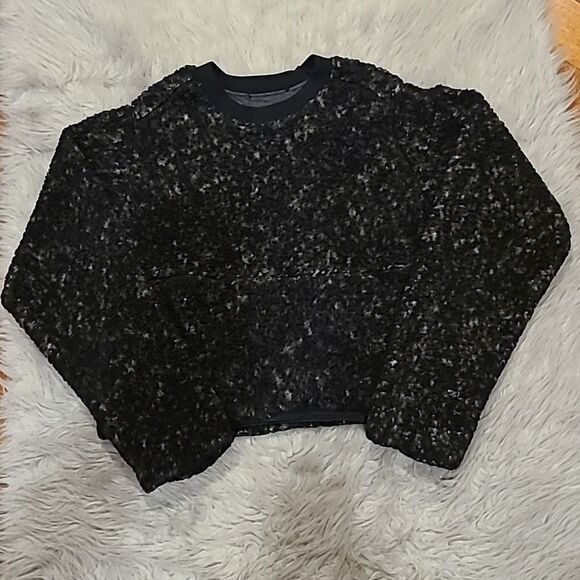 Prana polar escape black and brown fleece crewneck sweatshirt size medium - Picture 1 of 5